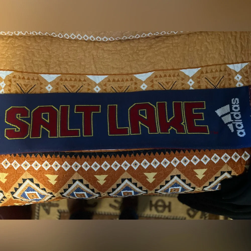 Real Salt Lake Fringed Winter Scarf  MLS Adidas Long Double Sided Blue & Red
